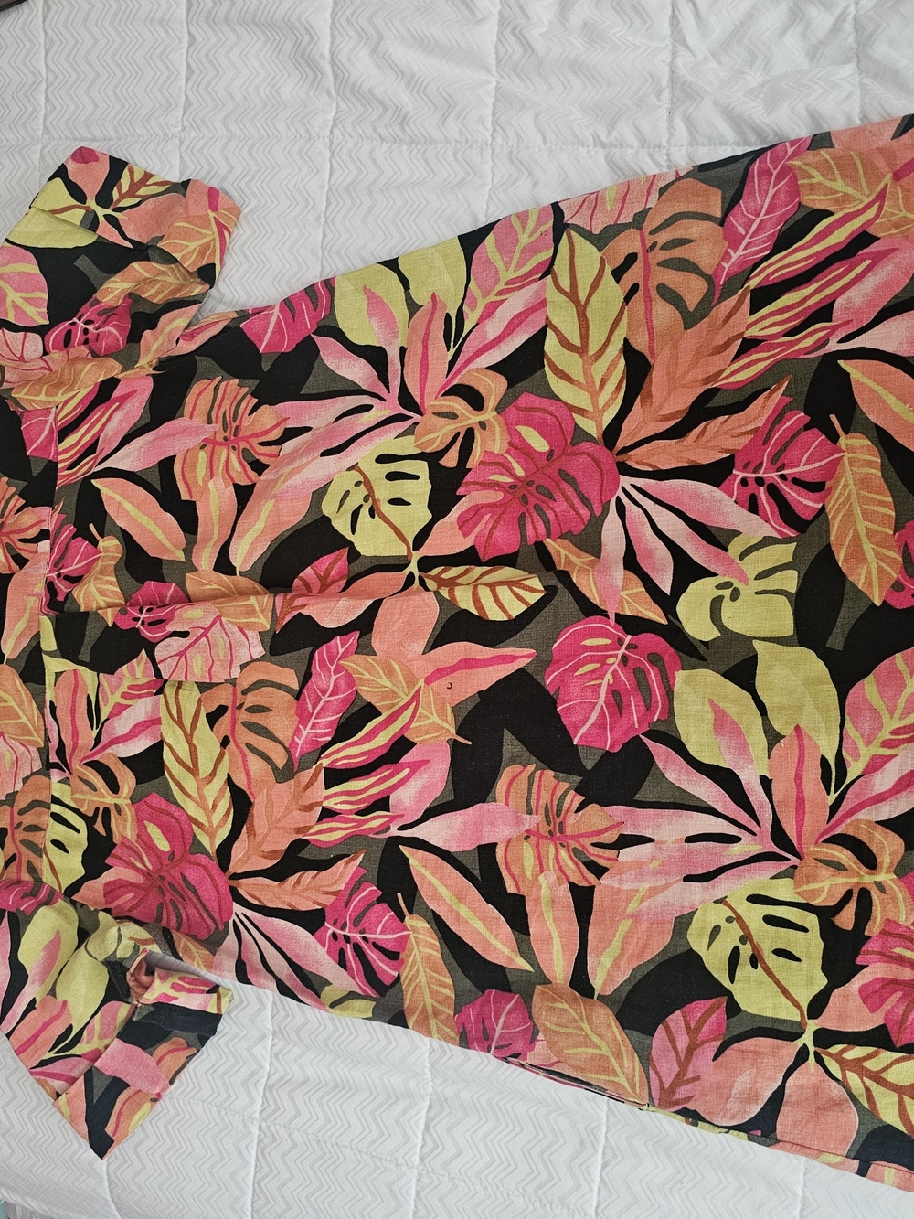 Chico's Black Shift Dress with Pink, Orange & Lime Leaf Print - Picture 3 of 4